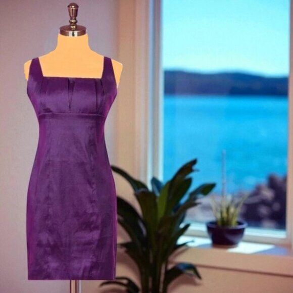 NWT Calvin Klein Purple Sleeveless Square Neck Sheath Dress - Picture 1 of 8